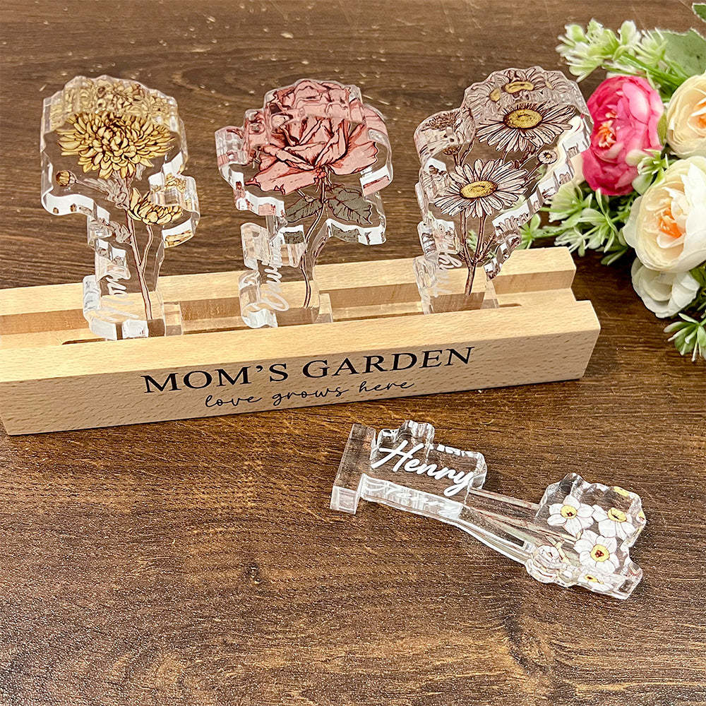 Custom Birth Flower 3D Crystal Acrylic LED Light For Mom - soufeelmy