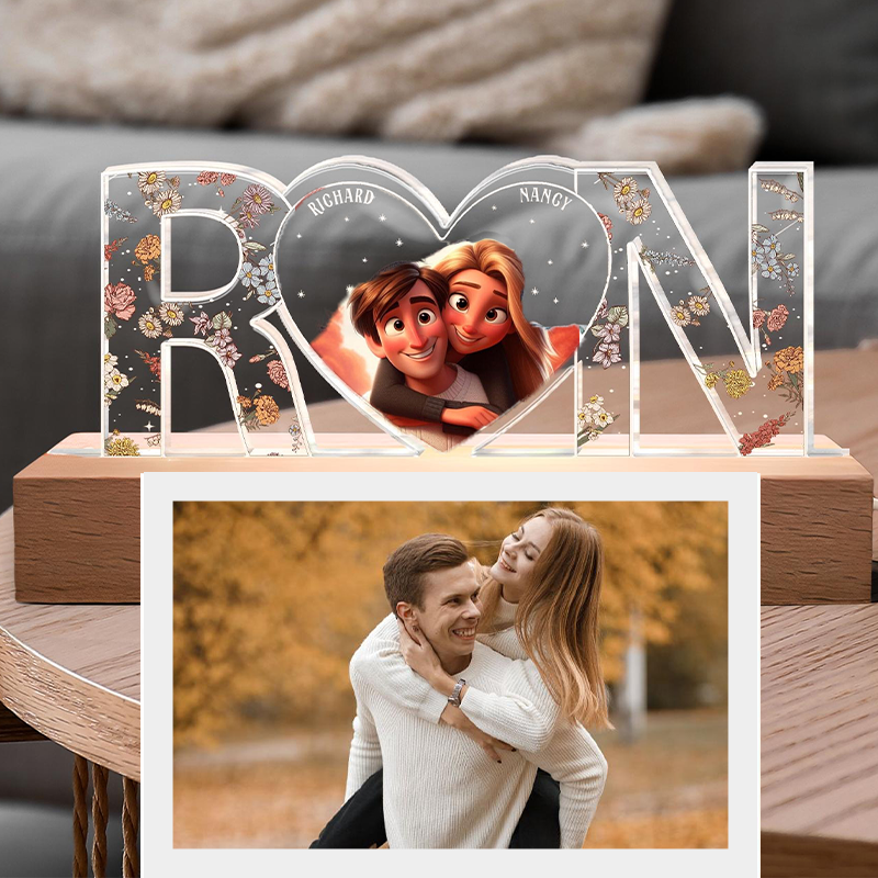 Couples personalized flower night light - soufeelmy