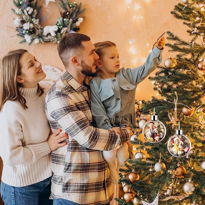 Personalized Photo Ball Christmas Ornaments Custom Double-Sided Picture Ornaments for Christmas Trees Christmas Decor Xmas Gifts for Mom Dad Kids Pets - soufeelmy