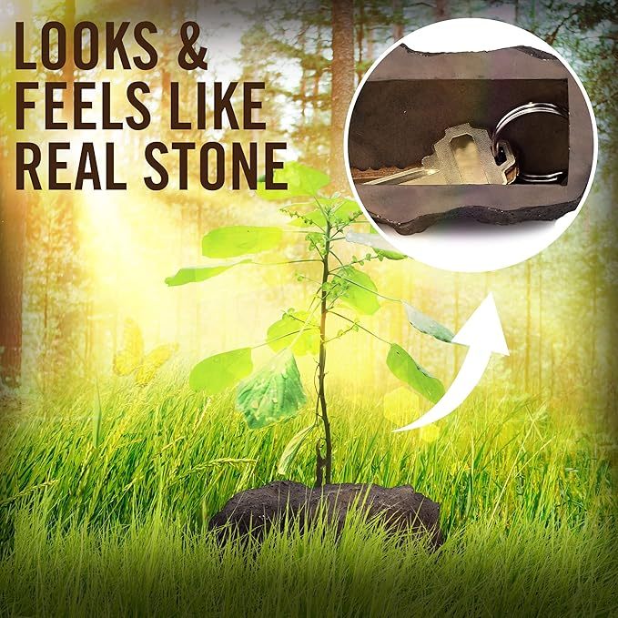 Hide A Key In A Real Looking Rock/Stone Holds Standard Sized Spare Keys Fits In With Your Landscaping And Yard Resistant To Outdoor Elements - soufeelmy