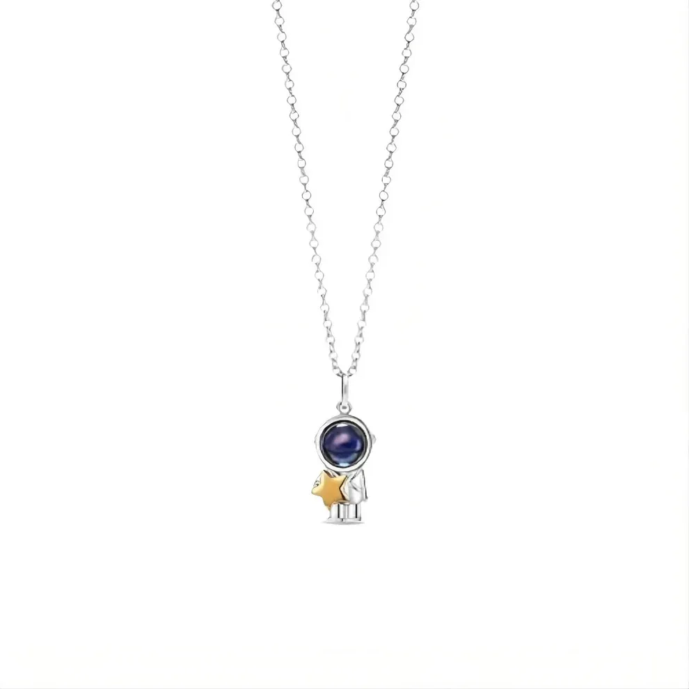 Custom Projection Necklace Astronaut Space Moon Star Couple Gifts