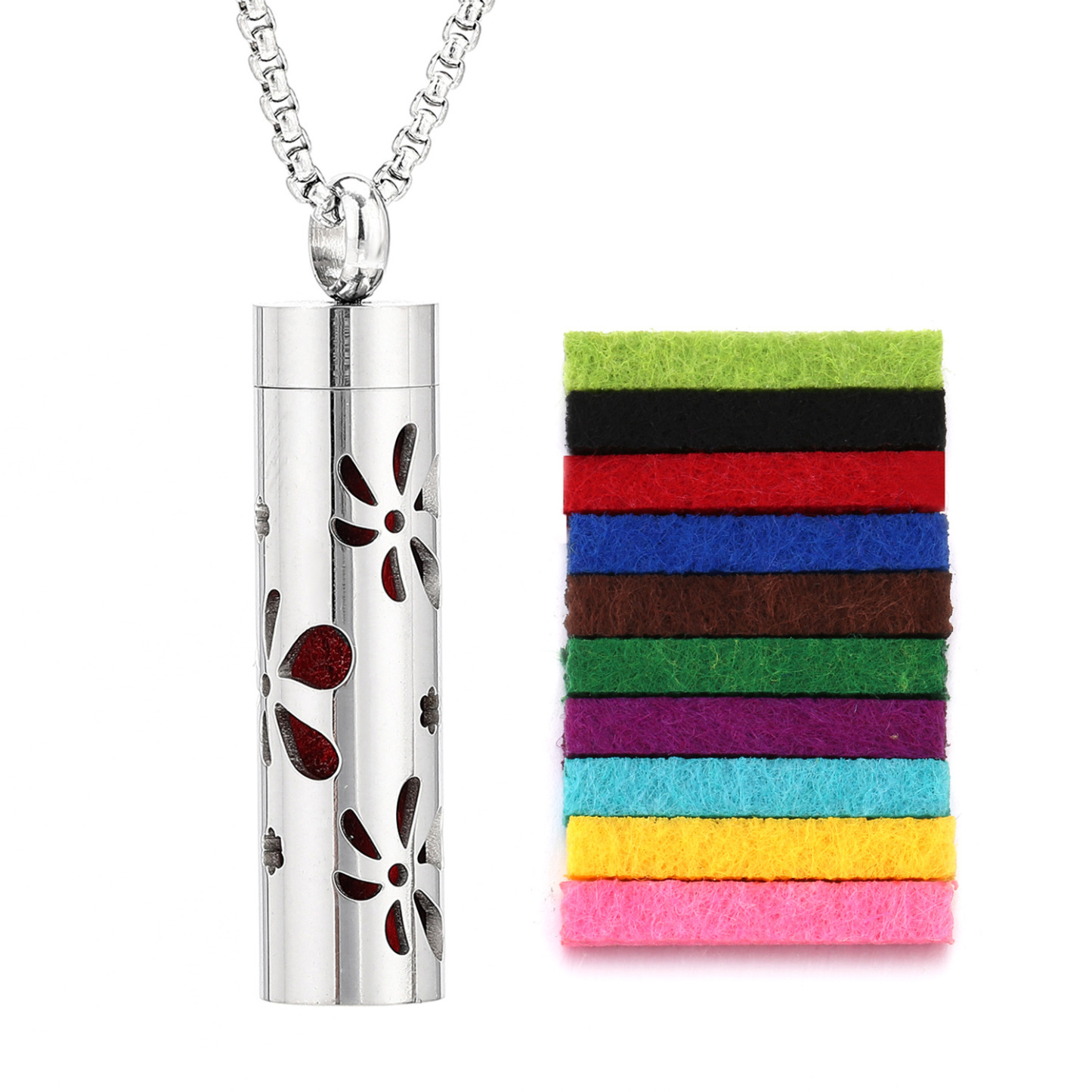 Perfume Diffuser Necklace Essential Oil Aromatherapy Stainless Steel Necklace Vertical Fragrance Pendant Necklace - soufeelmy