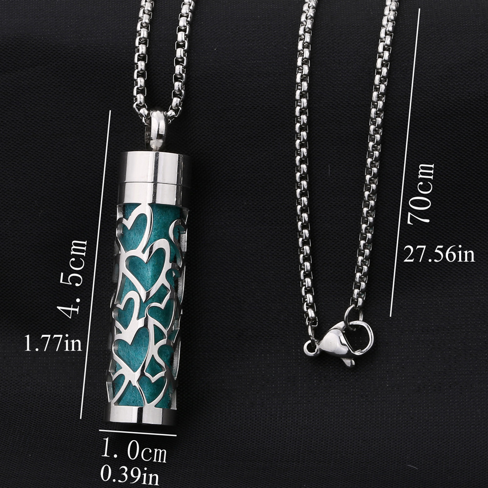 Perfume Diffuser Necklace Essential Oil Aromatherapy Stainless Steel Necklace Vertical Fragrance Pendant Necklace - soufeelmy