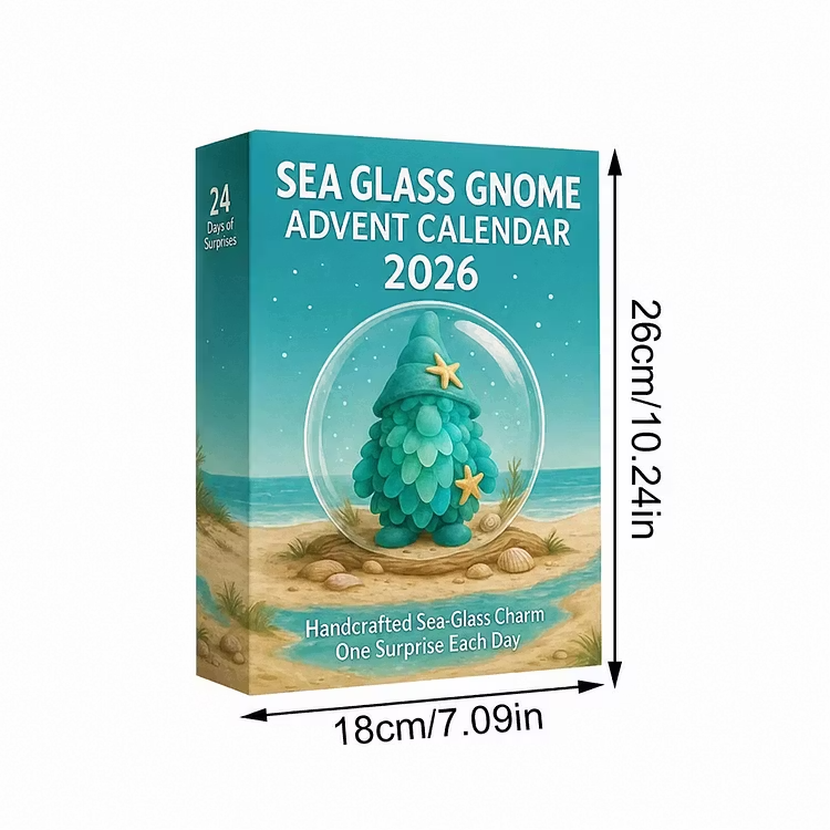 Sea Glass Gnome Advent Calendar 2026 – 24-Day Christmas Countdown with Cute Gnome Surprises, Holiday Gift & Festive Home Decor - soufeelmy