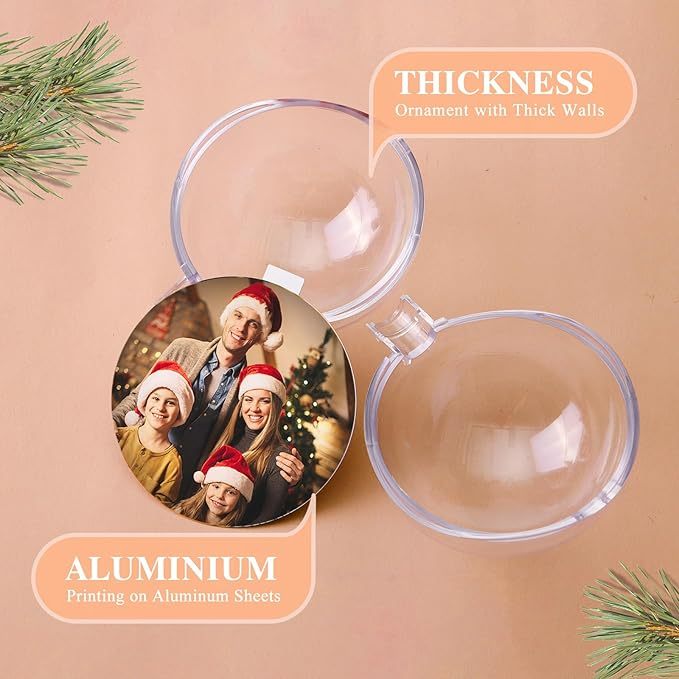 Personalized Photo Ball Christmas Ornaments Custom Double-Sided Picture Ornaments for Christmas Trees Christmas Decor Xmas Gifts for Mom Dad Kids Pets - soufeelmy