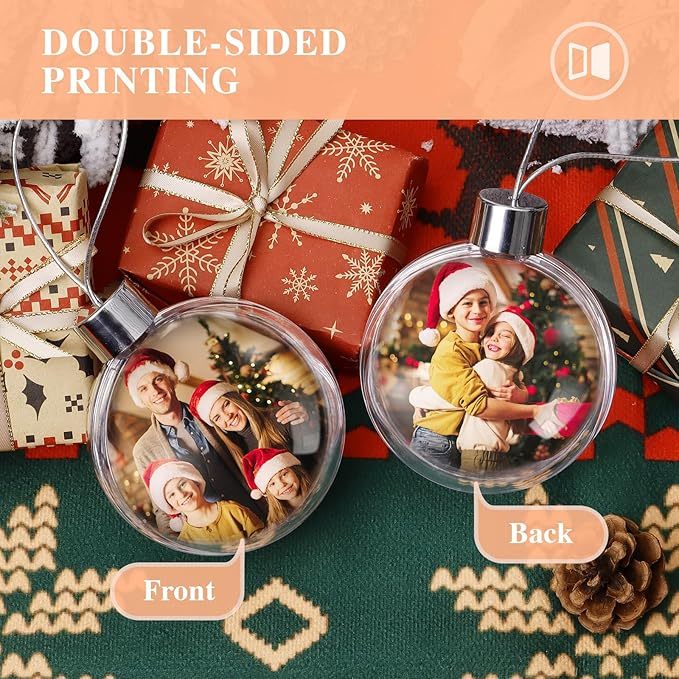 Personalized Photo Ball Christmas Ornaments Custom Double-Sided Picture Ornaments for Christmas Trees Christmas Decor Xmas Gifts for Mom Dad Kids Pets - soufeelmy