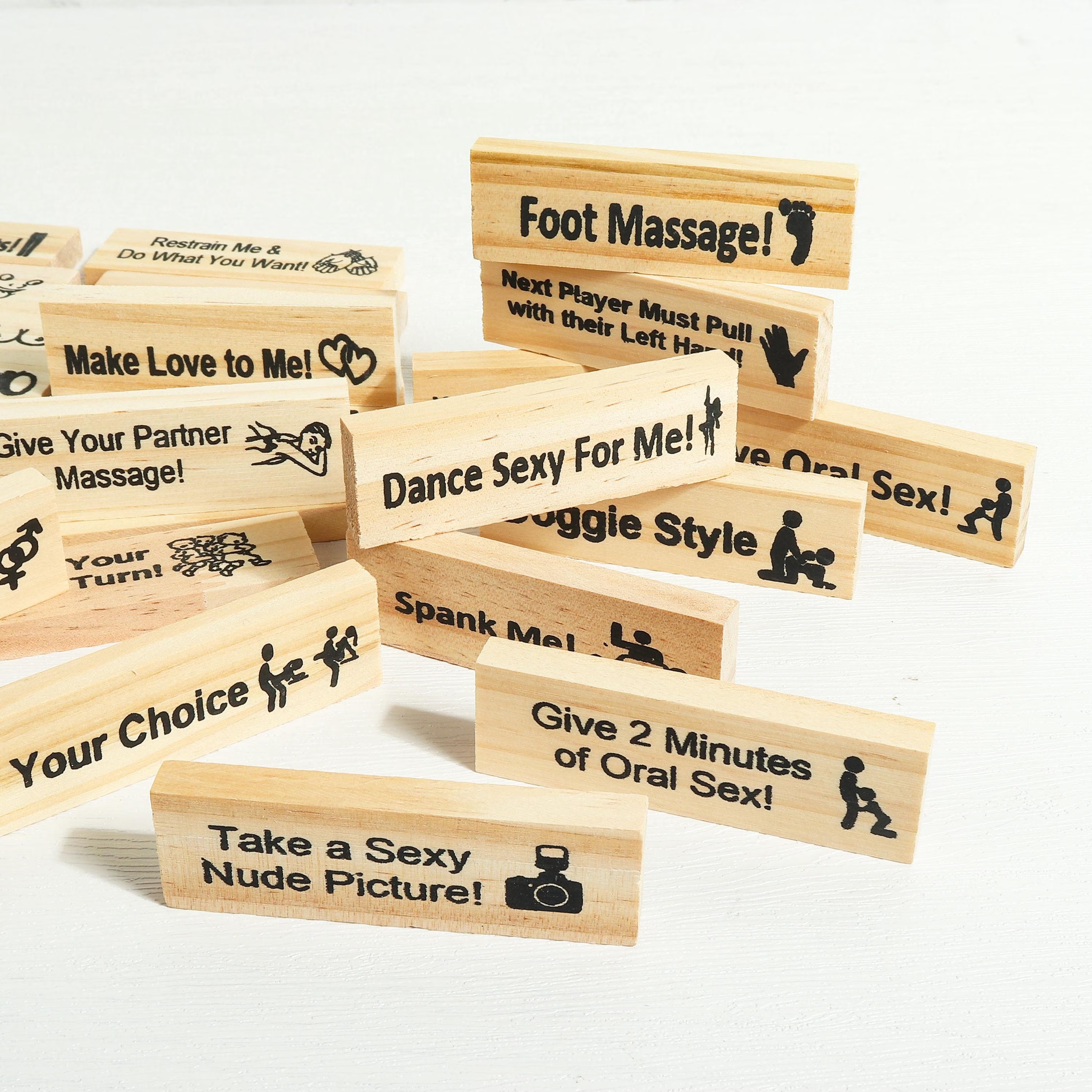 Personalized Block Tower Game for Couples - Valentine's Day, Anniversary, or Date Night Gift Idea, Unique Party Game for Two - soufeelmy