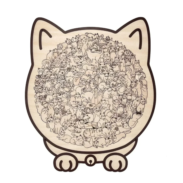 Nice Christmas Gift135-Piece Morandi-Colored Cat Shaped Wooden Jigsaw Puzzle - soufeelmy