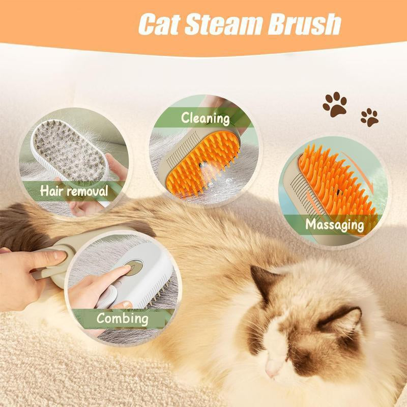 Pet Steam Brush-Grooming and Deshedding Comb USB Rechargeable - soufeelmy