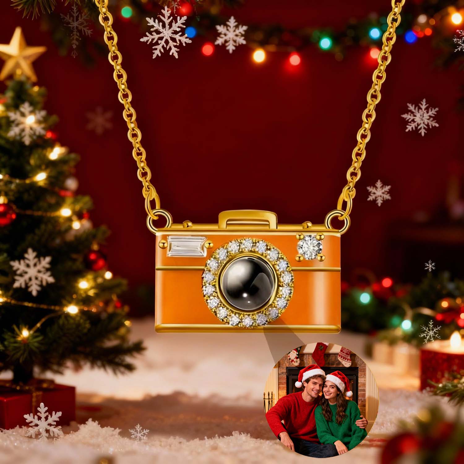 Personalized Photo Necklace Projection Gem Camera Necklace Christmas Gifts for Her - soufeelau