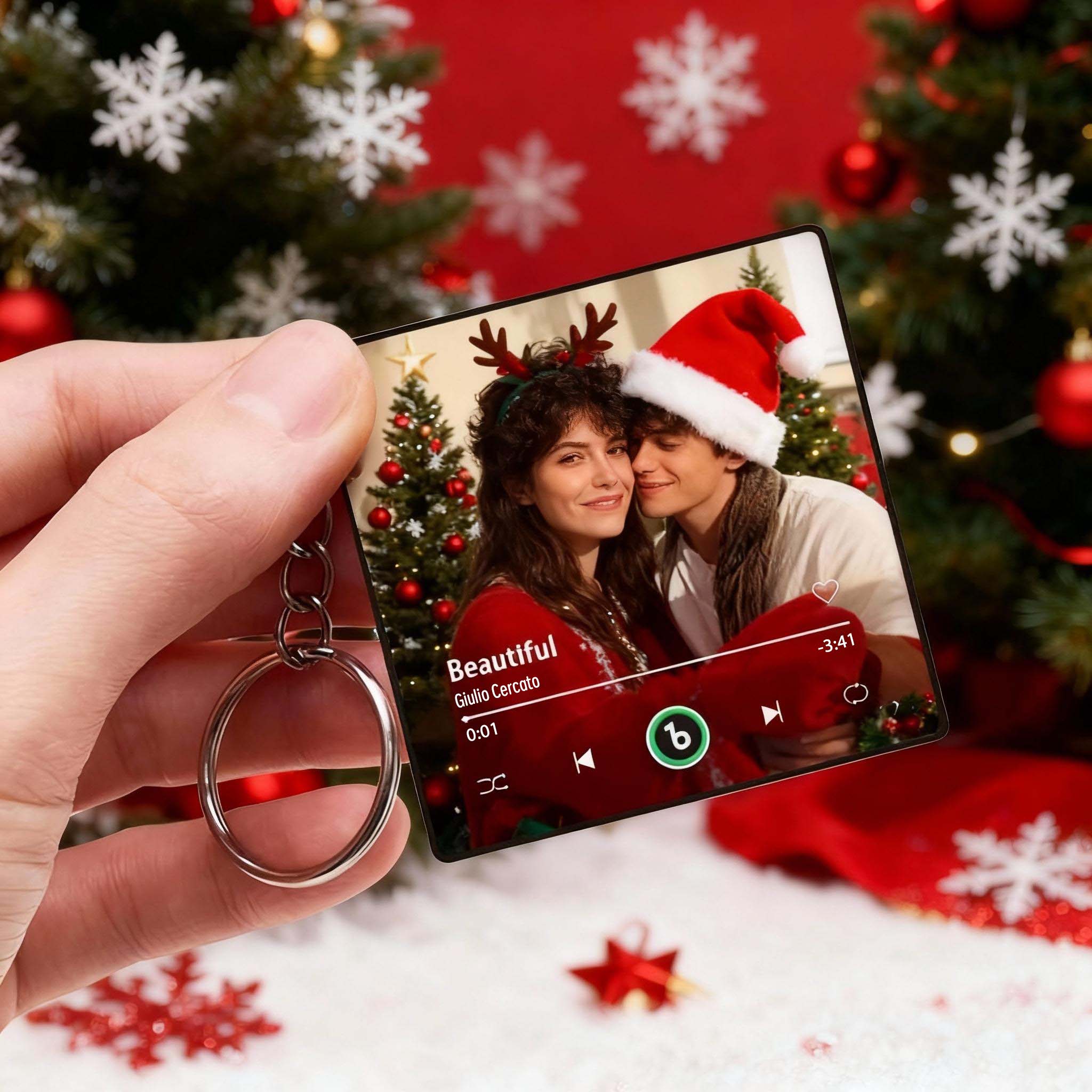 Personalized Photo Music Keychain Music Box Bag Charm That Plays Music Without Cell Phone Christmas Gifts - soufeelau