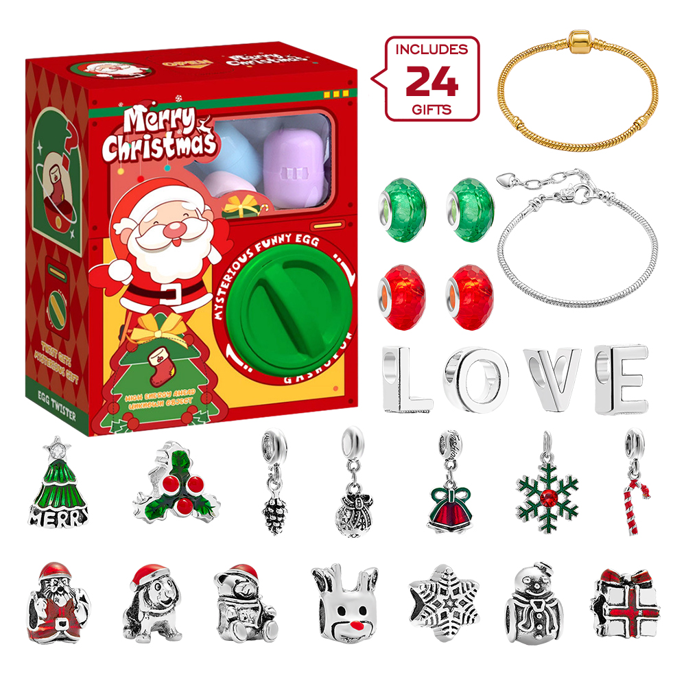 Vending Gashapon Machine Jewelry Advent Calendar Egg Twisting Machine 24 Christmas Charm Surprise Blind Box Christmas Gift - soufeelau