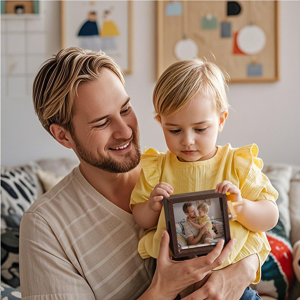 Custom To My Dad Photo Flipbook Frame Animation Machine Mechanical Hand-cranked Flipbook Box Photo Cube Frame Father's Day Gifts - soufeelau