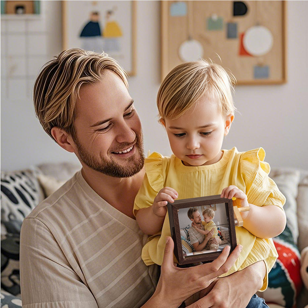 Custom To My Dad Photo Flipbook Frame Animation Machine Mechanical Hand-cranked Flipbook Box Photo Cube Frame Father's Day Gifts - soufeelau