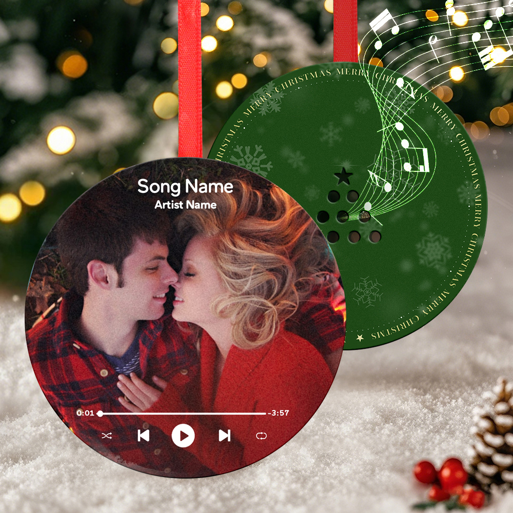 Custom Music and Photo Christmas Ornaments Play Music, Relive Cherished Memories - soufeelau