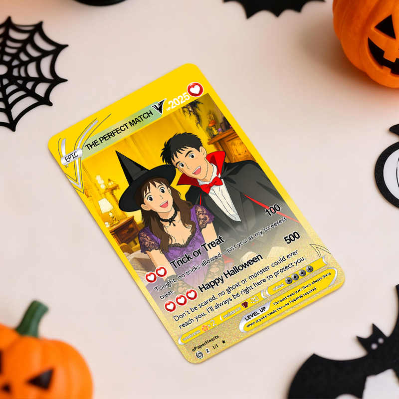 Custom Poke Card Custom Poke Present with Acrylic Case Cartoon Card Halloween Gifts - soufeelau