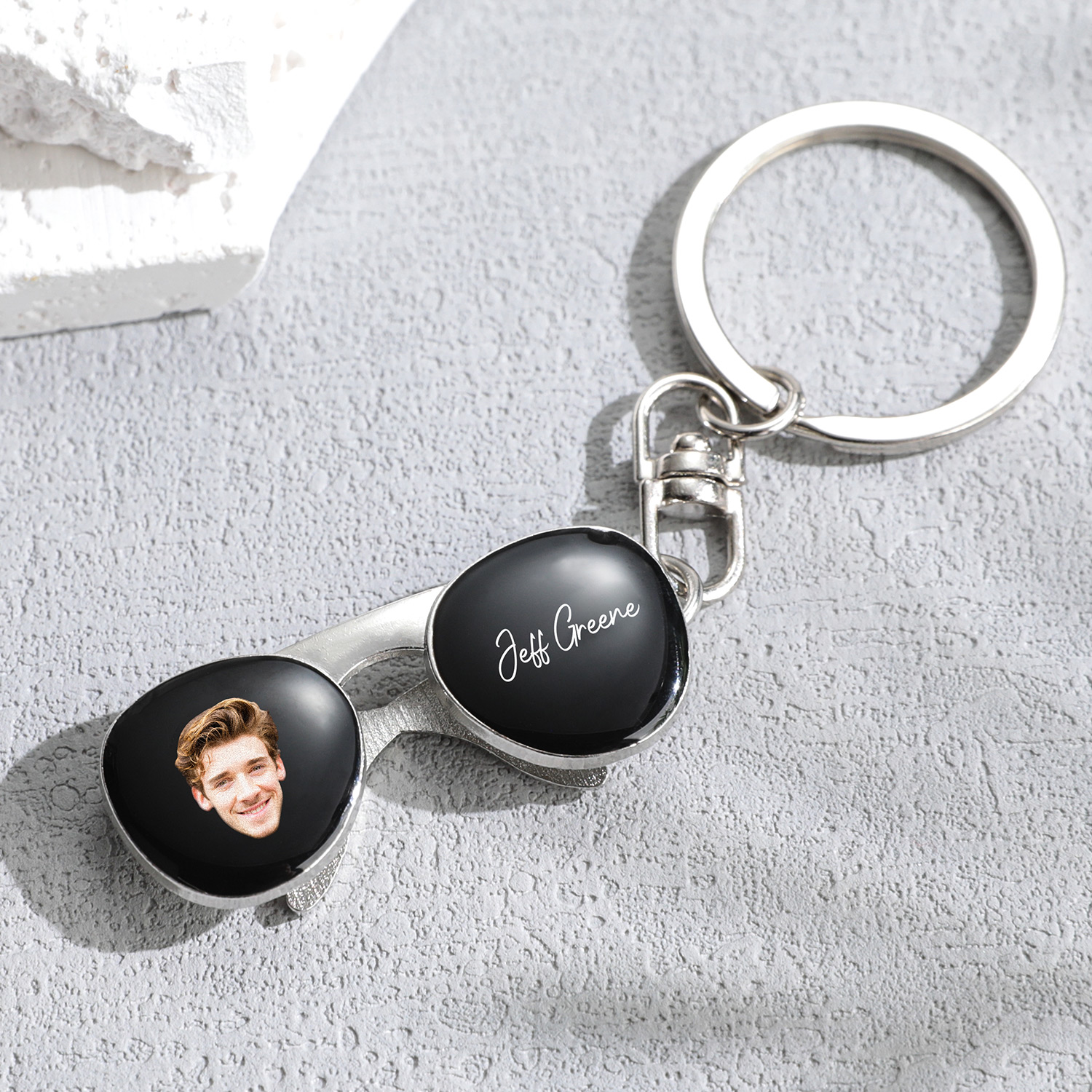 Custom Sunglasses Photo Text Keychain Custom Portrait Keychain Interesting Gifts - soufeelau