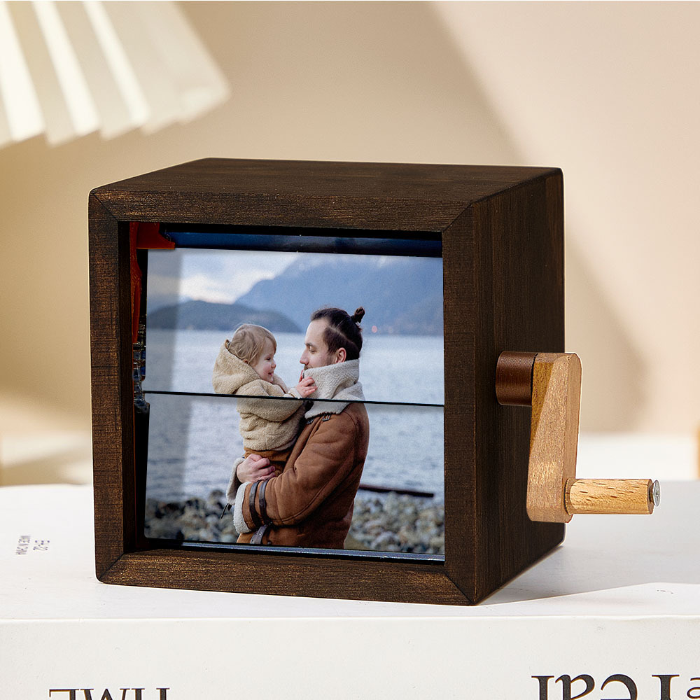 Custom To My Dad Photo Flipbook Frame Animation Machine Mechanical Hand-cranked Flipbook Box Photo Cube Frame Father's Day Gifts - soufeelau