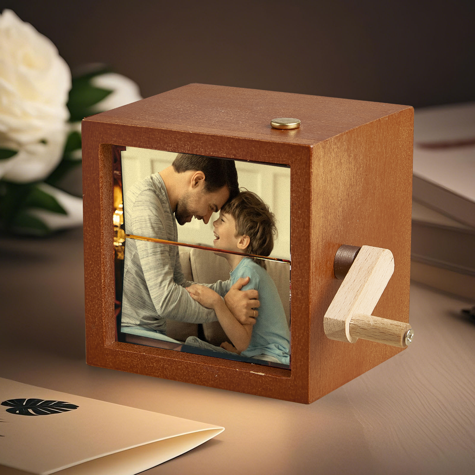 Custom To My Dad Photo Flipbook Frame Animation Machine Mechanical Hand-cranked Flipbook Box Photo Album Father's Day Gifts