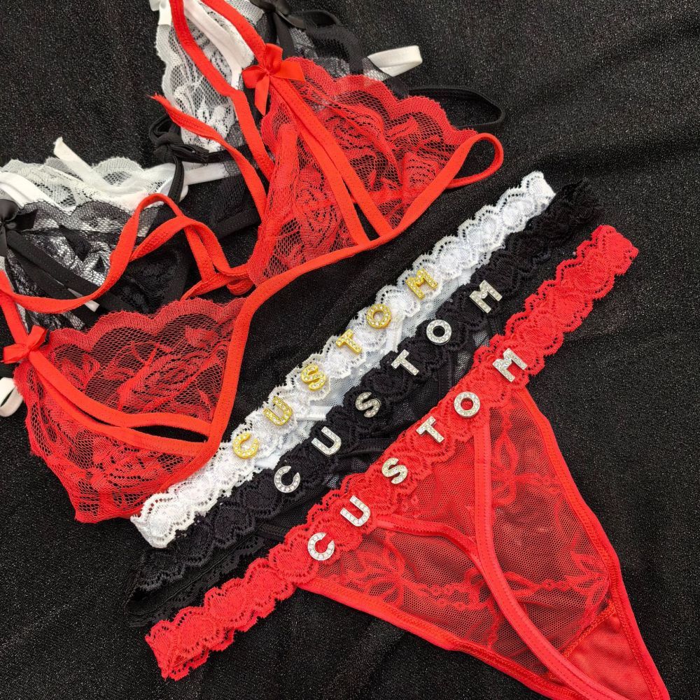 Rose Lace Underwear Set Lingerie And ThongsLace Transparent Underwear Gift For Her - soufeelau