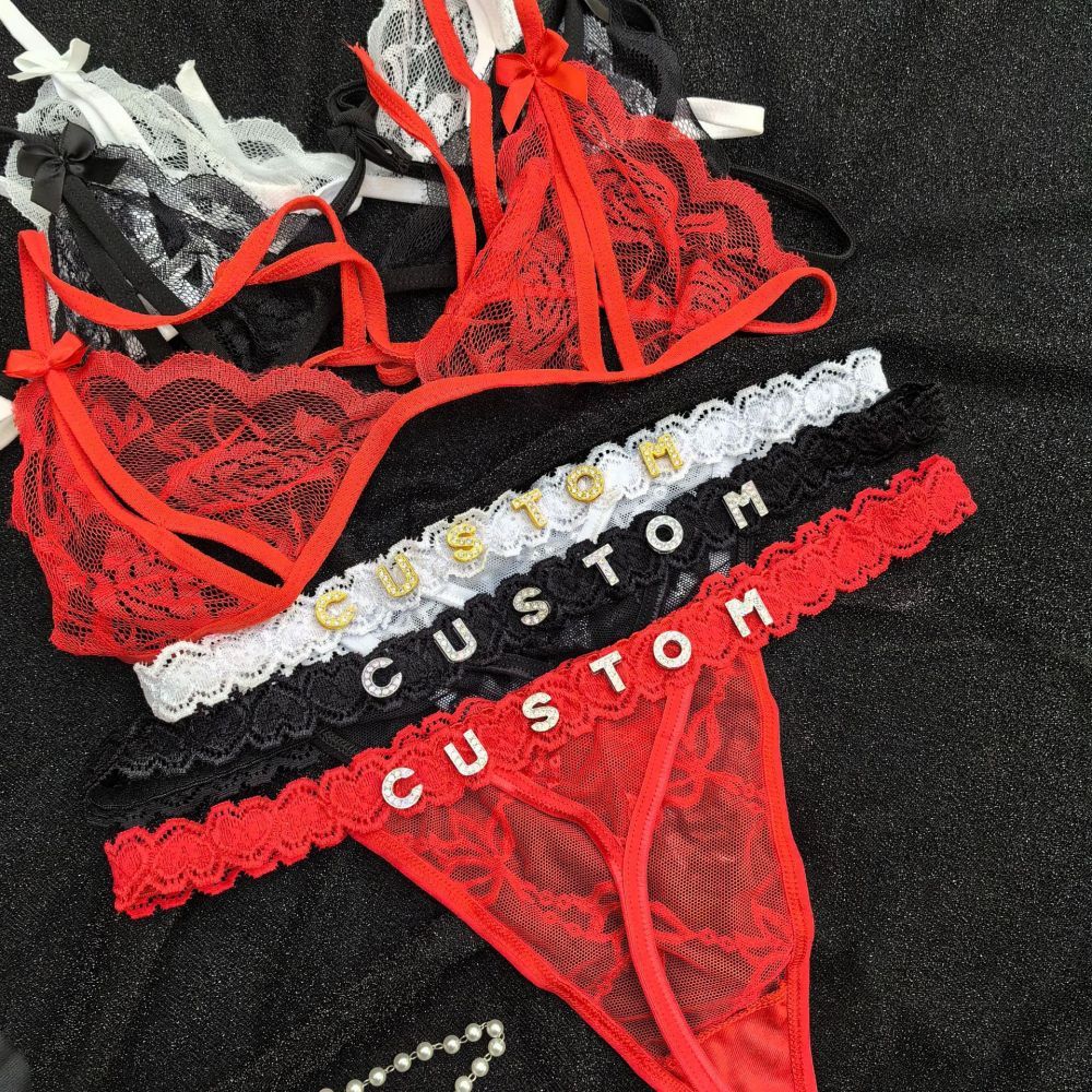 Rose Lace Underwear Set Lingerie And ThongsLace Transparent Underwear Gift For Her - soufeelau