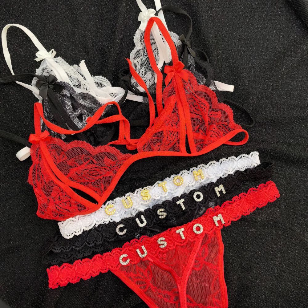 Rose Lace Underwear Set Lingerie And ThongsLace Transparent Underwear Gift For Her - soufeelau