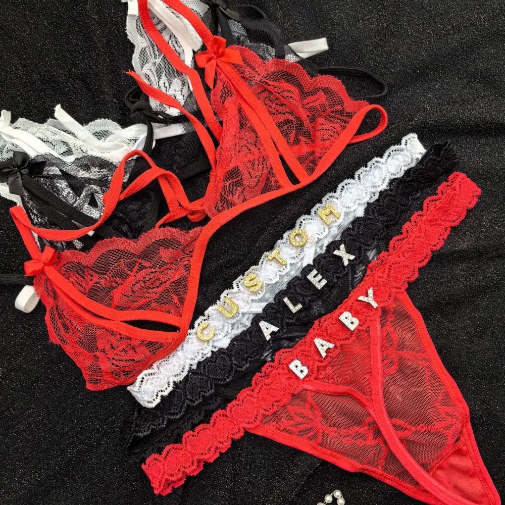 Rose Lace Underwear Set Lingerie And ThongsLace Transparent Underwear Gift For Her - soufeelau