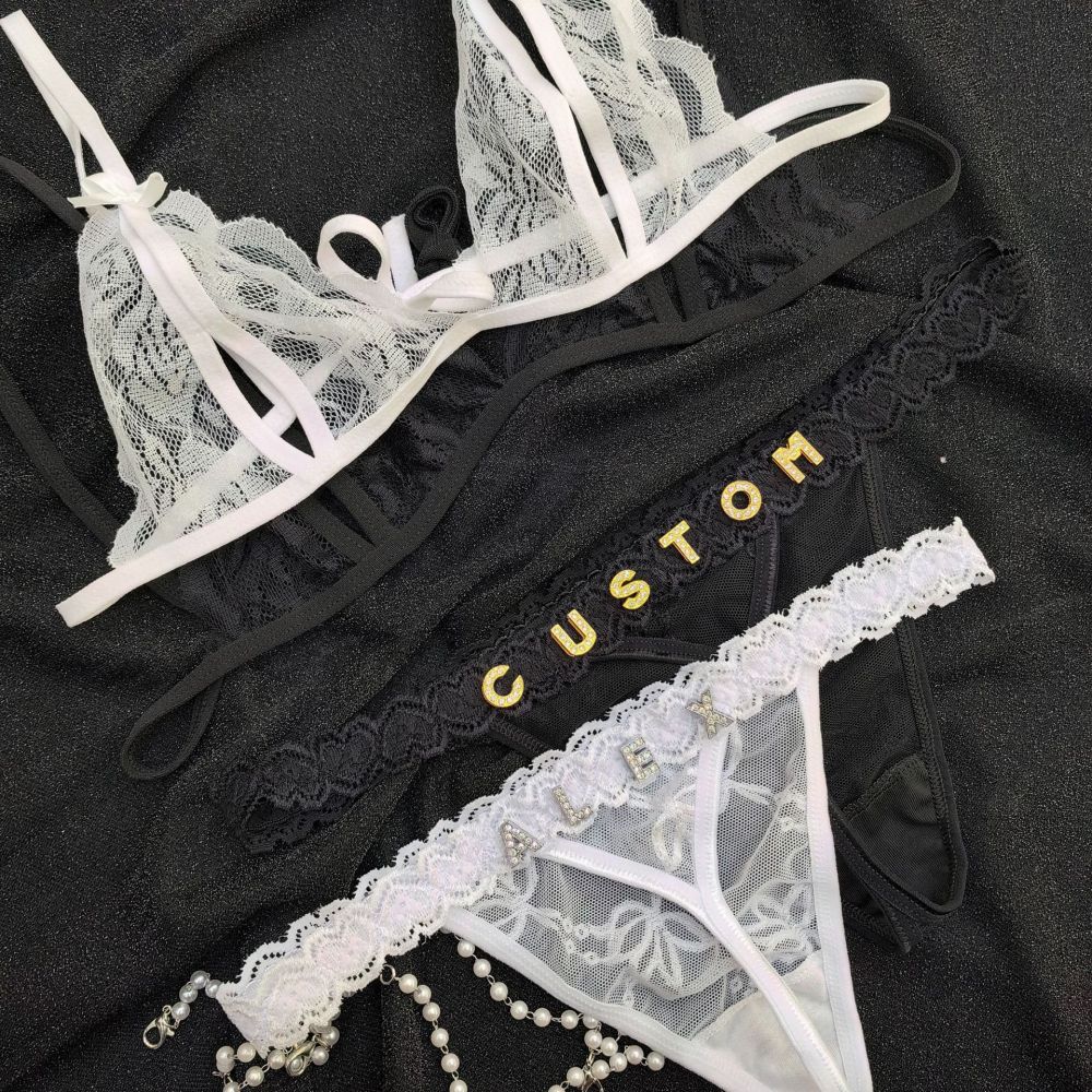 Rose Lace Underwear Set Lingerie And ThongsLace Transparent Underwear Gift For Her - soufeelau