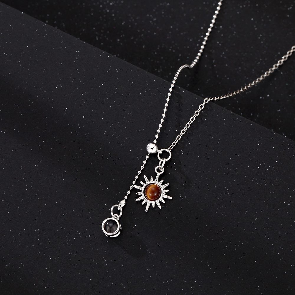 Personalized Sun Photo Necklace Projection Gem Necklace Anniversary Gifts for Her - soufeelau