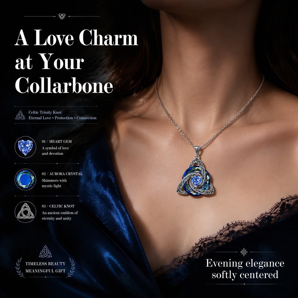 Witch Knot Birthstone Necklace Sparkling Zircon Pendant Jewelry Gift For Her - soufeelau