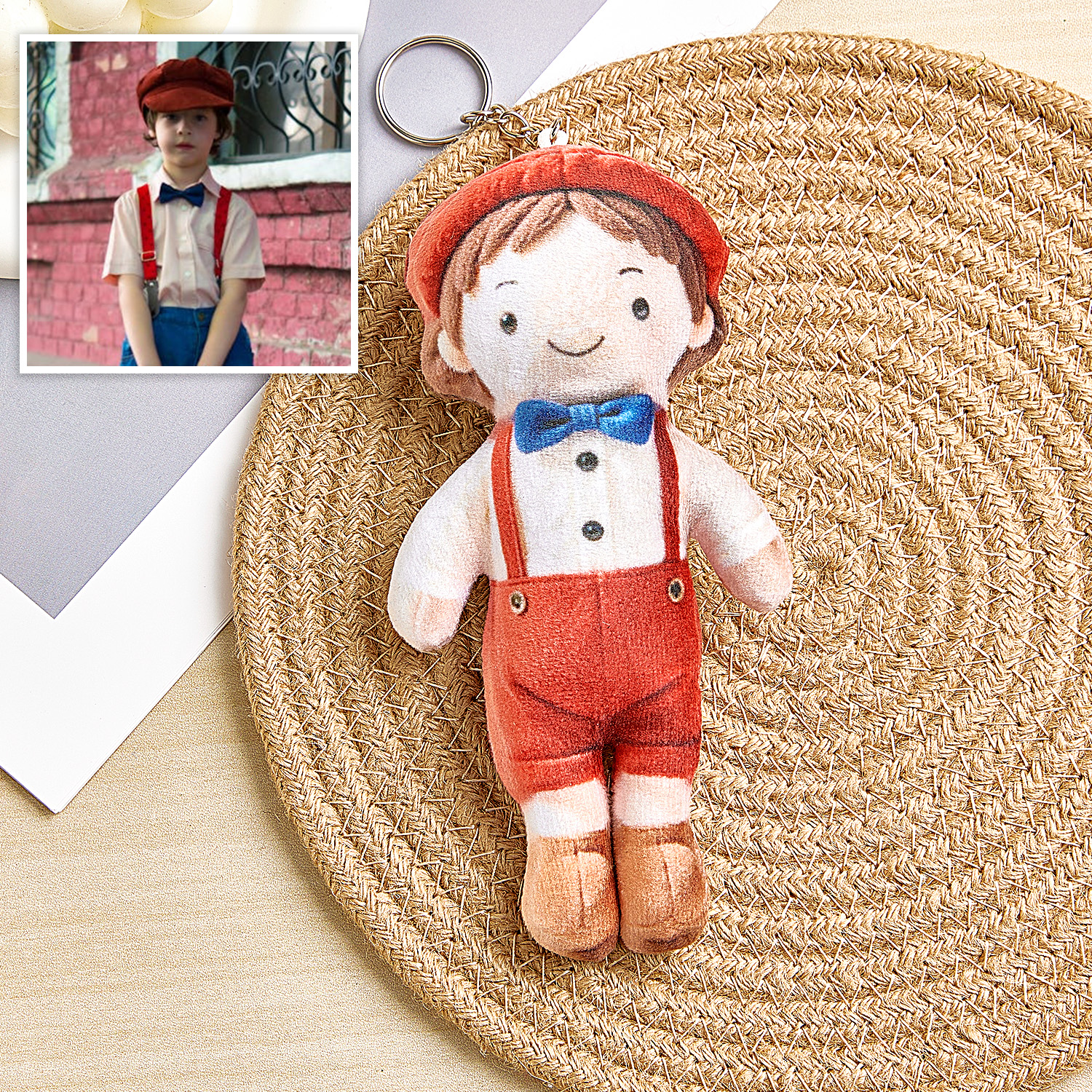 Personalized Photo Plush Doll Keychain Mini Me Plush Keychain Gifts for Kids - soufeelau