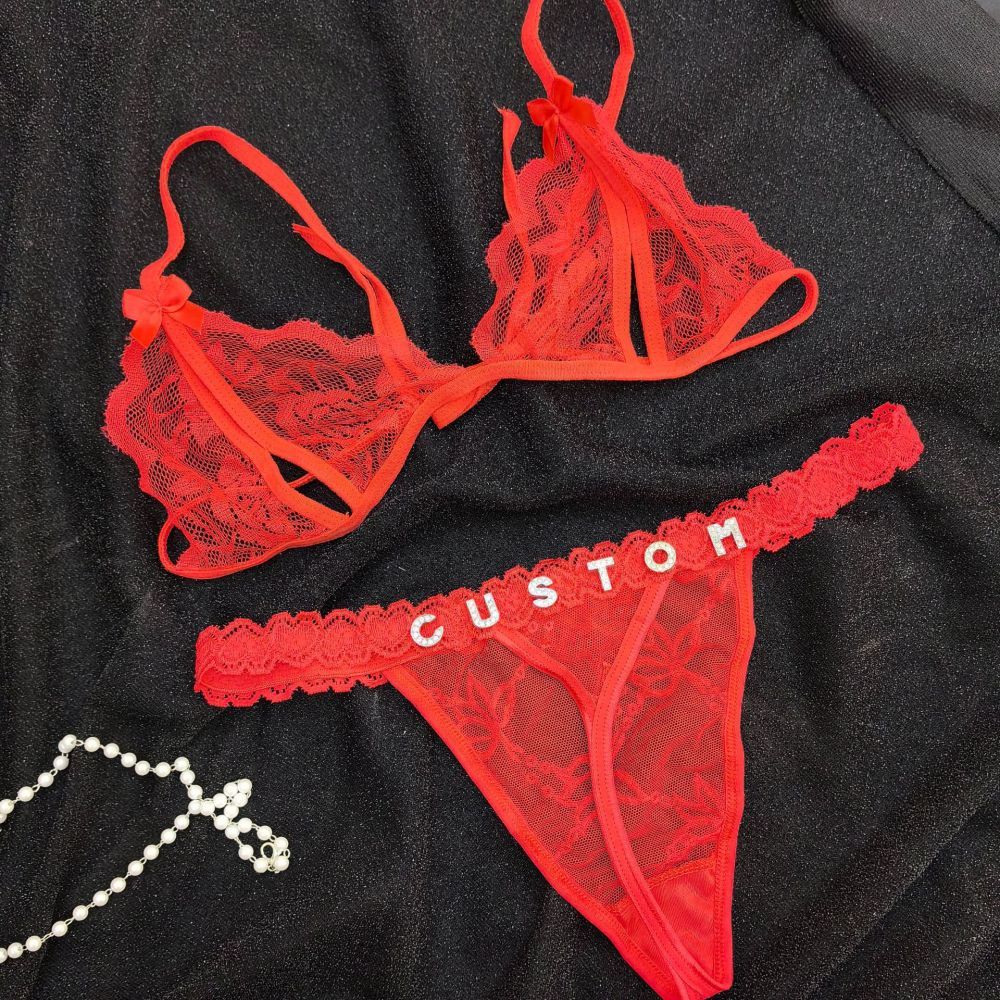 Rose Lace Underwear Set Lingerie And ThongsLace Transparent Underwear Gift For Her - soufeelau