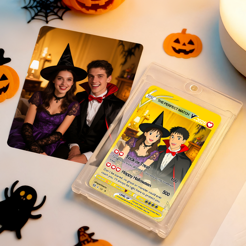 Custom Poke Card Custom Poke Present with Acrylic Case Cartoon Card Halloween Gifts - soufeelau