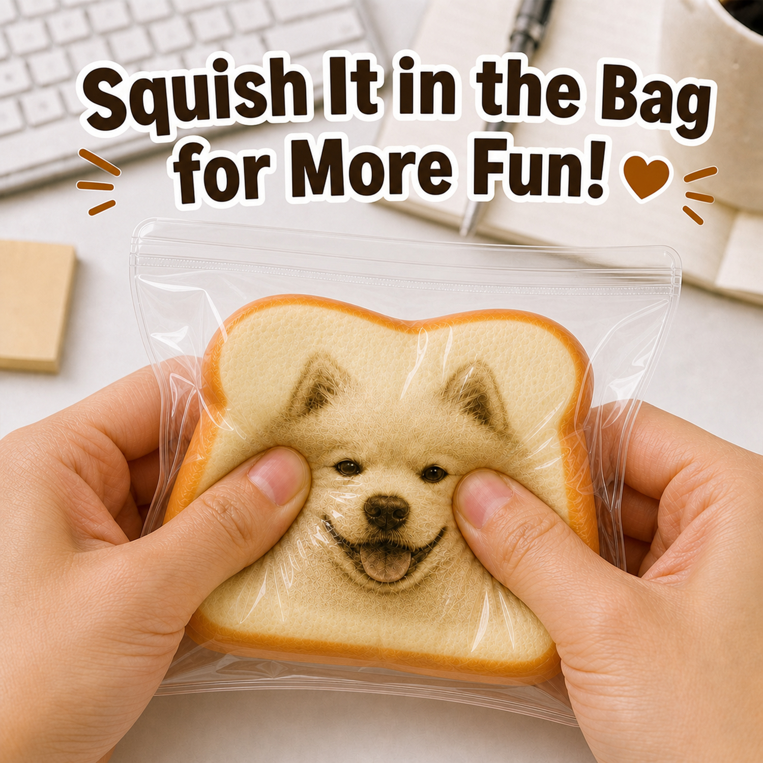 Personalized Photo Toast Squishy Toy, Custom Face Bread Stress Relief Fidget Toy, Cute Memory Gift For Friends, Couples And Pet Lovers - soufeelau