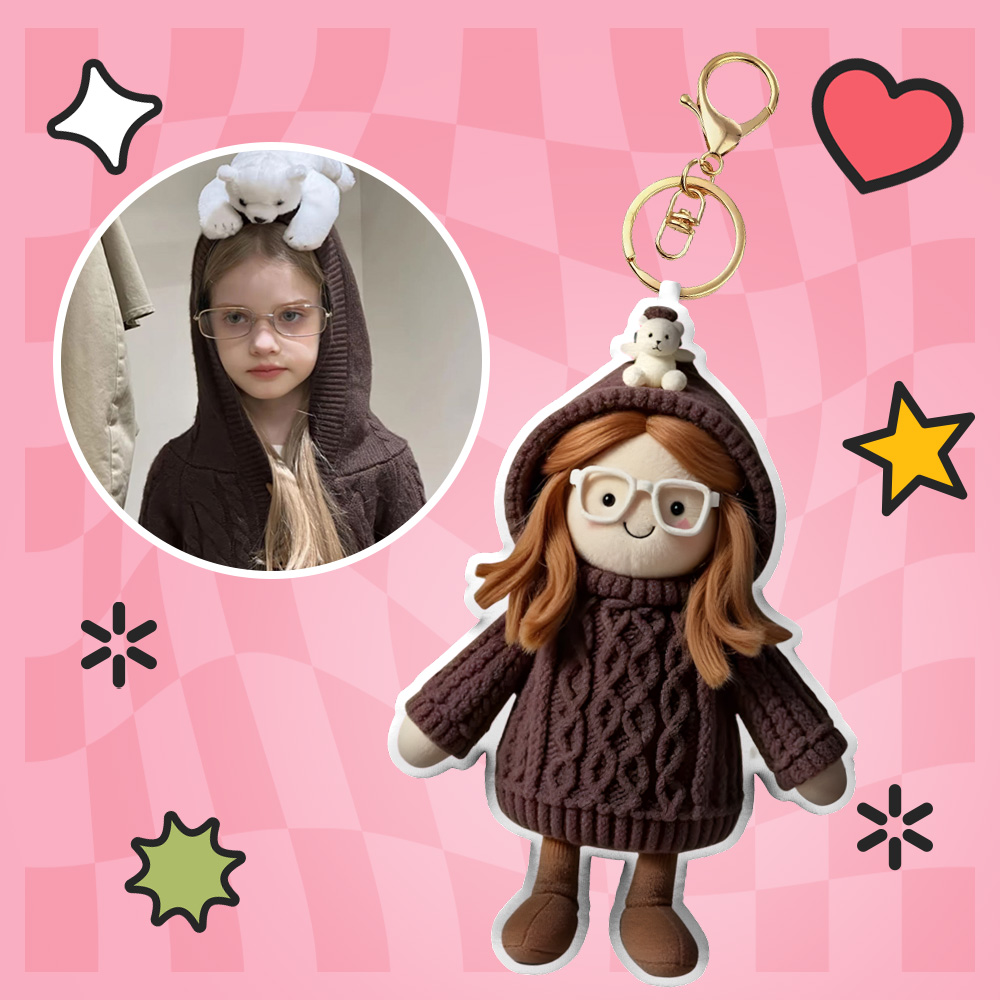 Personalized Photo Plush Doll Keychain Mini Me Plush Keychain Gifts for Kids - soufeelau
