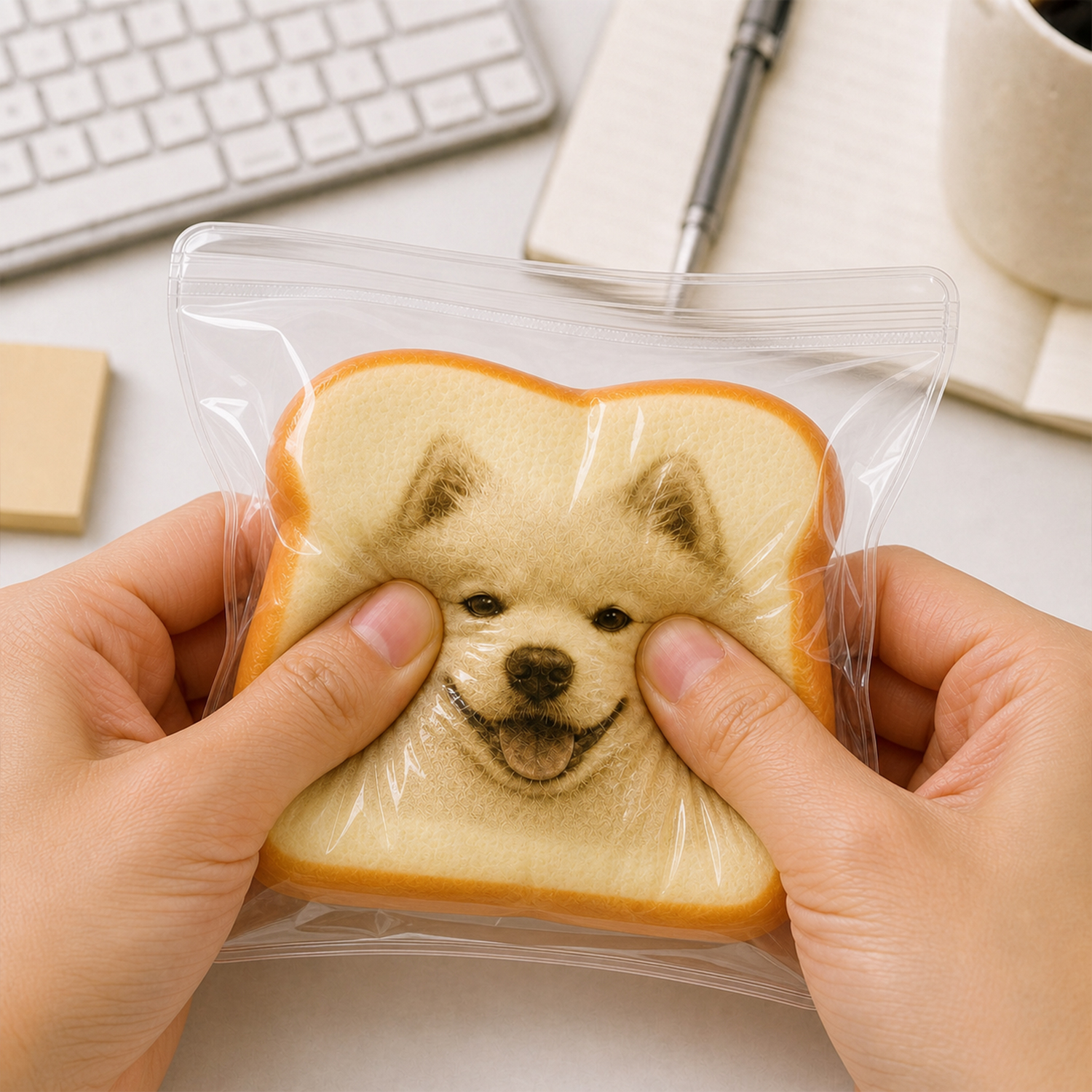 Personalized Photo Toast Squishy Toy, Custom Face Bread Stress Relief Fidget Toy, Cute Memory Gift For Friends, Couples And Pet Lovers