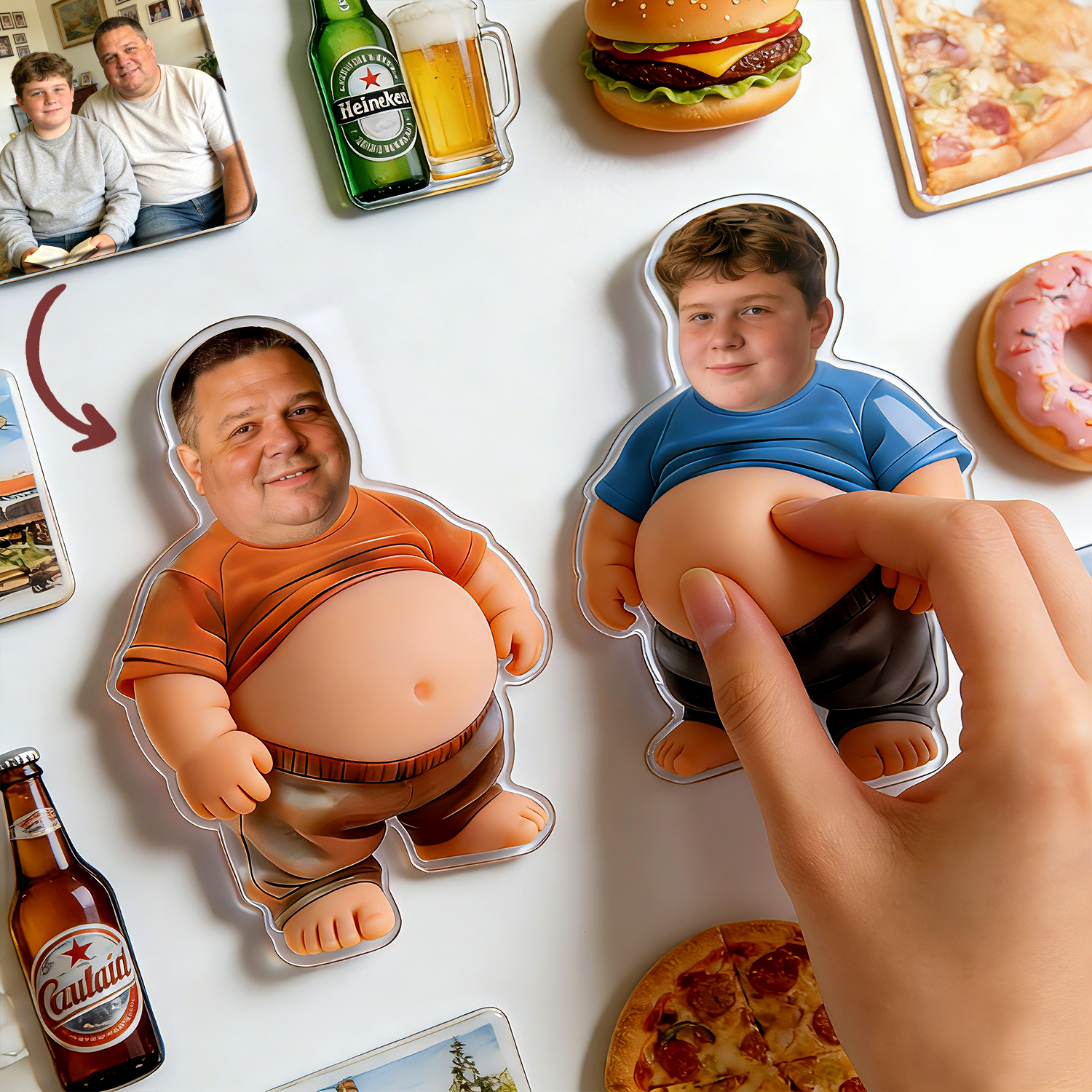 Custom Face Squishy Belly Anti-collision Sticker – Personalized Photo Sticker with Soft Squeeze Belly Cute Funny Father's Day Gift for Dad - soufeelau