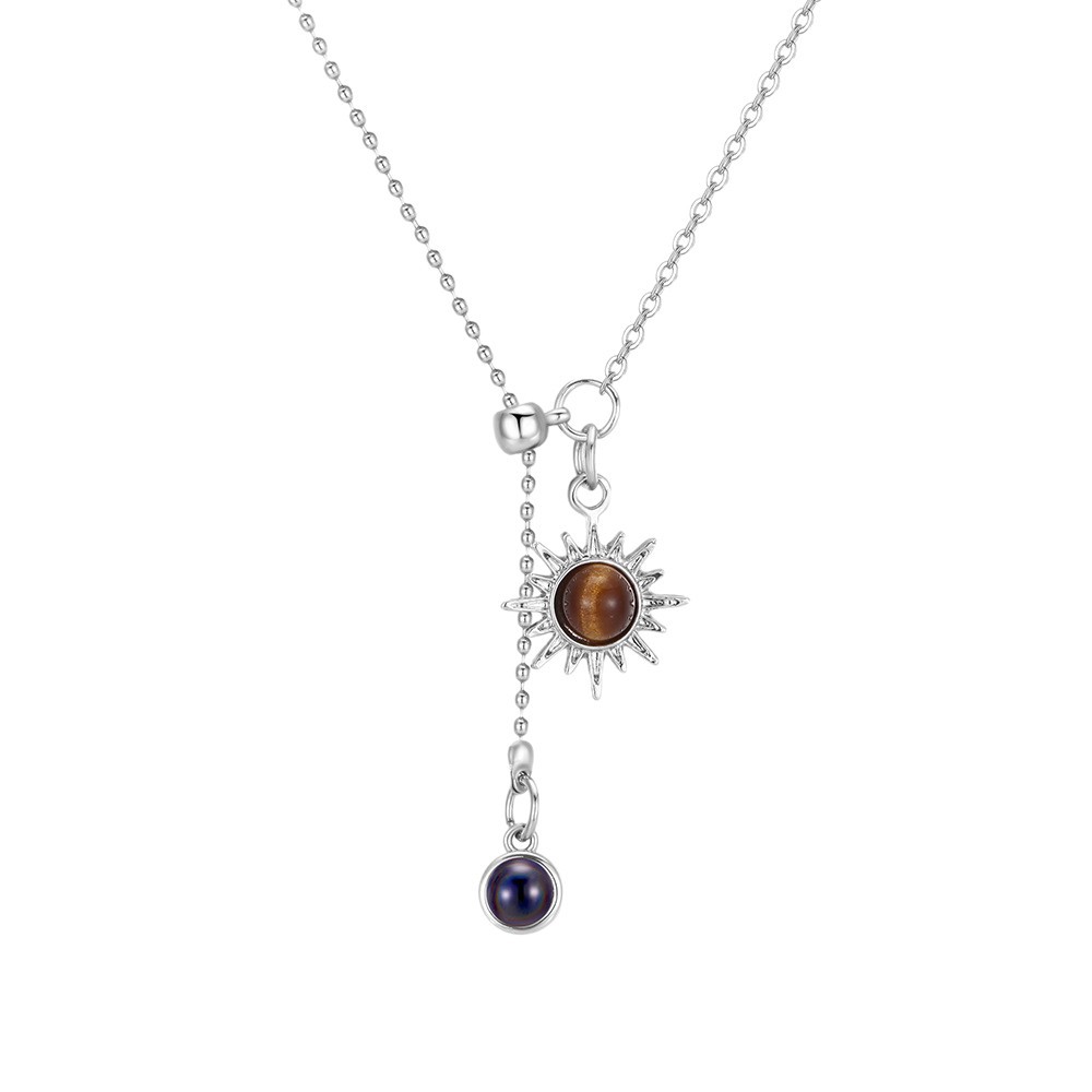 Personalized Sun Photo Necklace Projection Gem Necklace Anniversary Gifts for Her - soufeelau