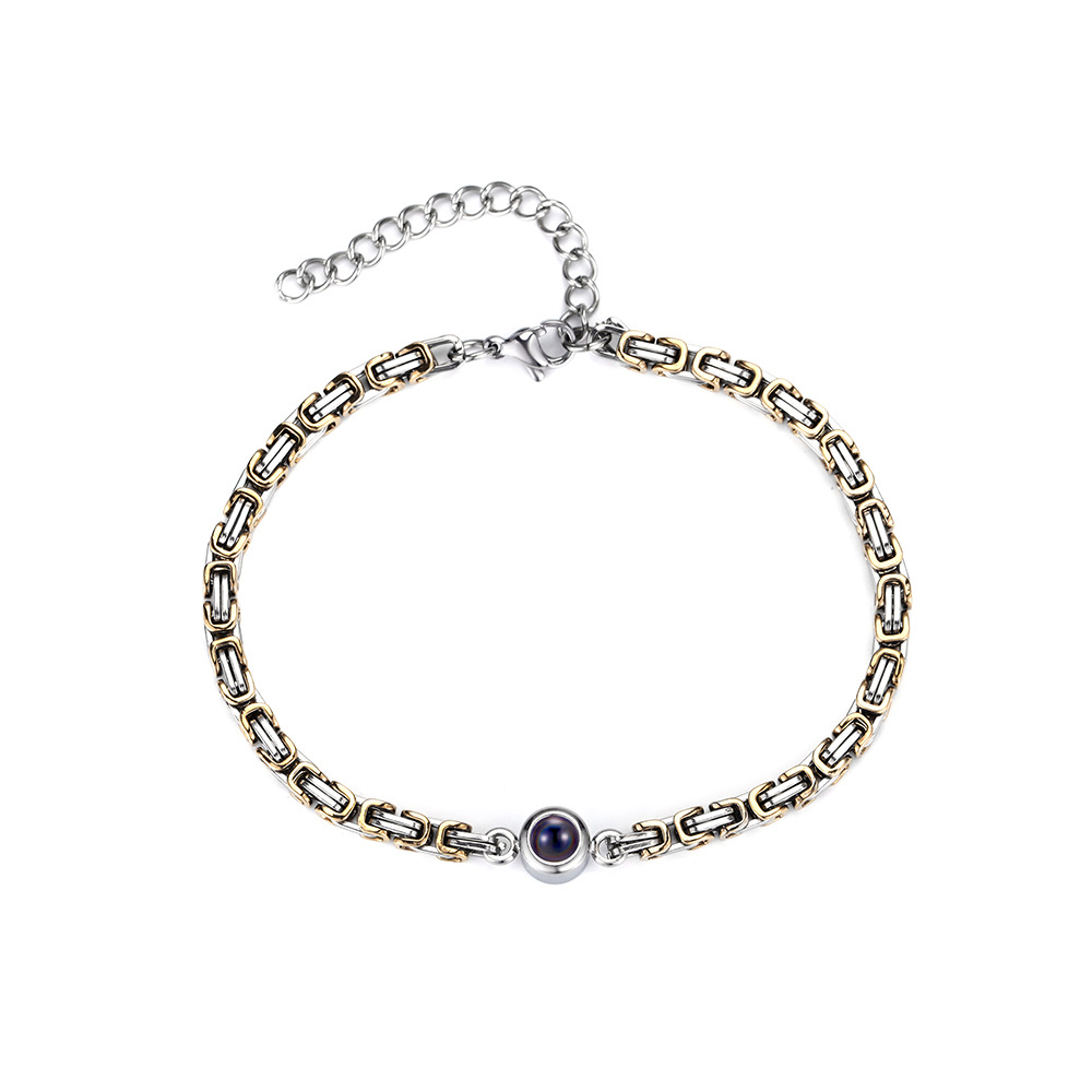 Personalized Photo Men's Bracelet Projection Gem Picture Inside Bracelet Anniversary Gifts for Husband - soufeelau