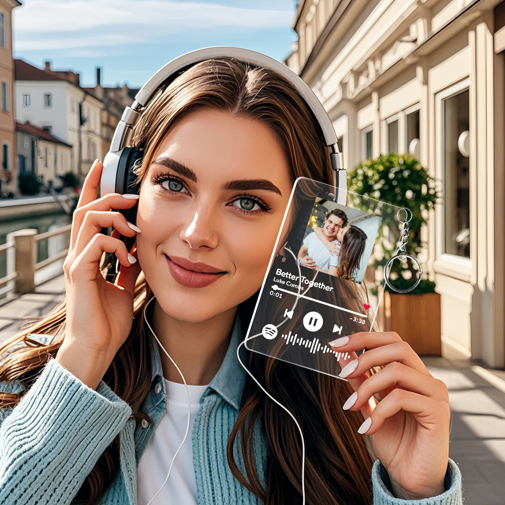 Scannable Spotify Code Plaque Keychain Music and Photo Acrylic Gifts for BFF