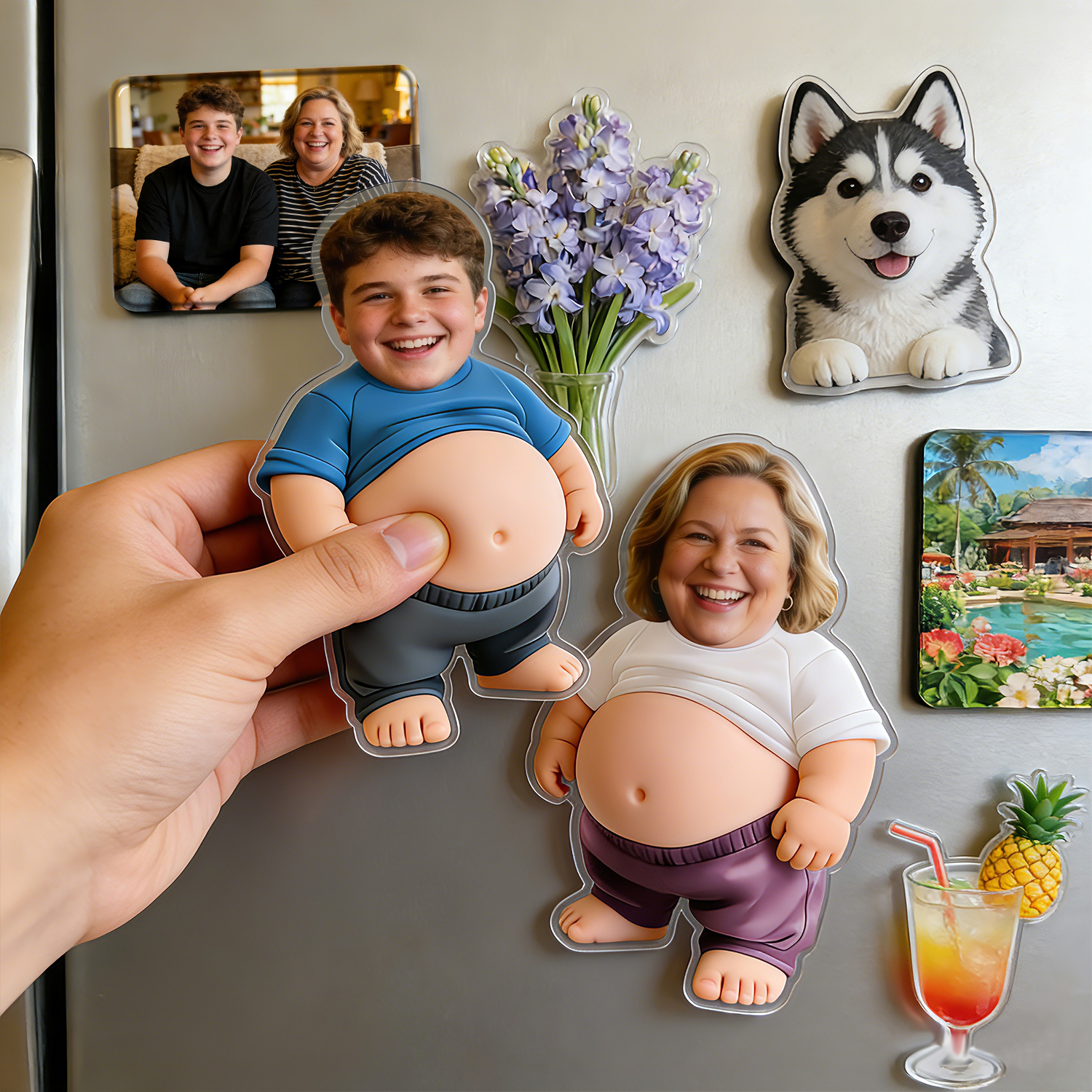 Custom Face Squishy Belly Anti-collision Sticker – Personalized Photo Sticker with Soft Squeeze Belly Cute Funny Mother's Day Gift for Mom - soufeelau