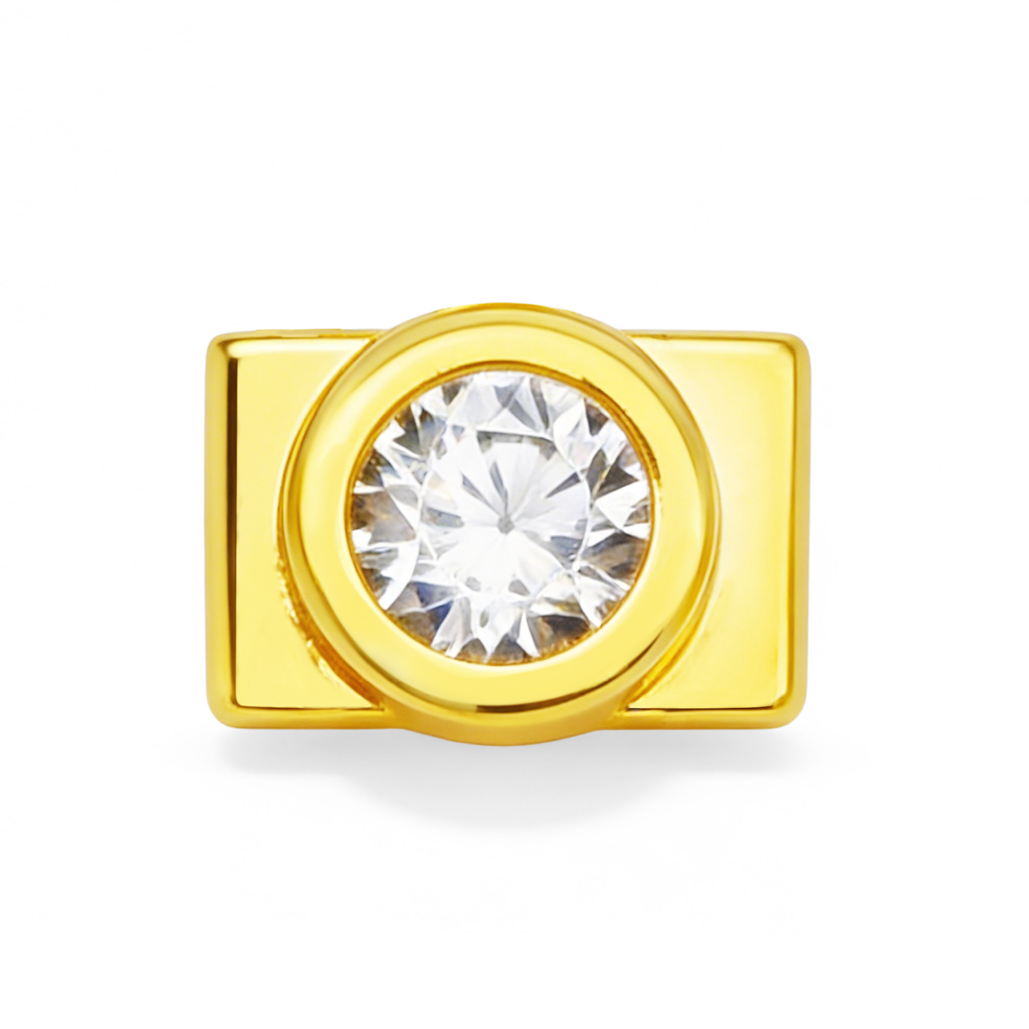 Large Round Diamond Charm - Gold - soufeelau