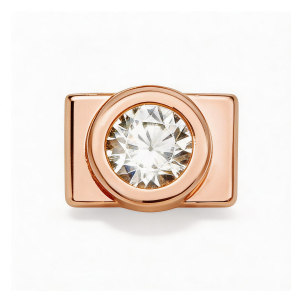 Large Round Diamond Charm - Rose Gold