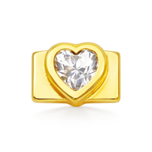 Large Heart-Shaped Diamond Charm - Gold