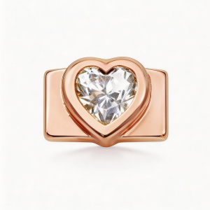 Large Heart-Shaped Diamond Charm - Rose Gold
