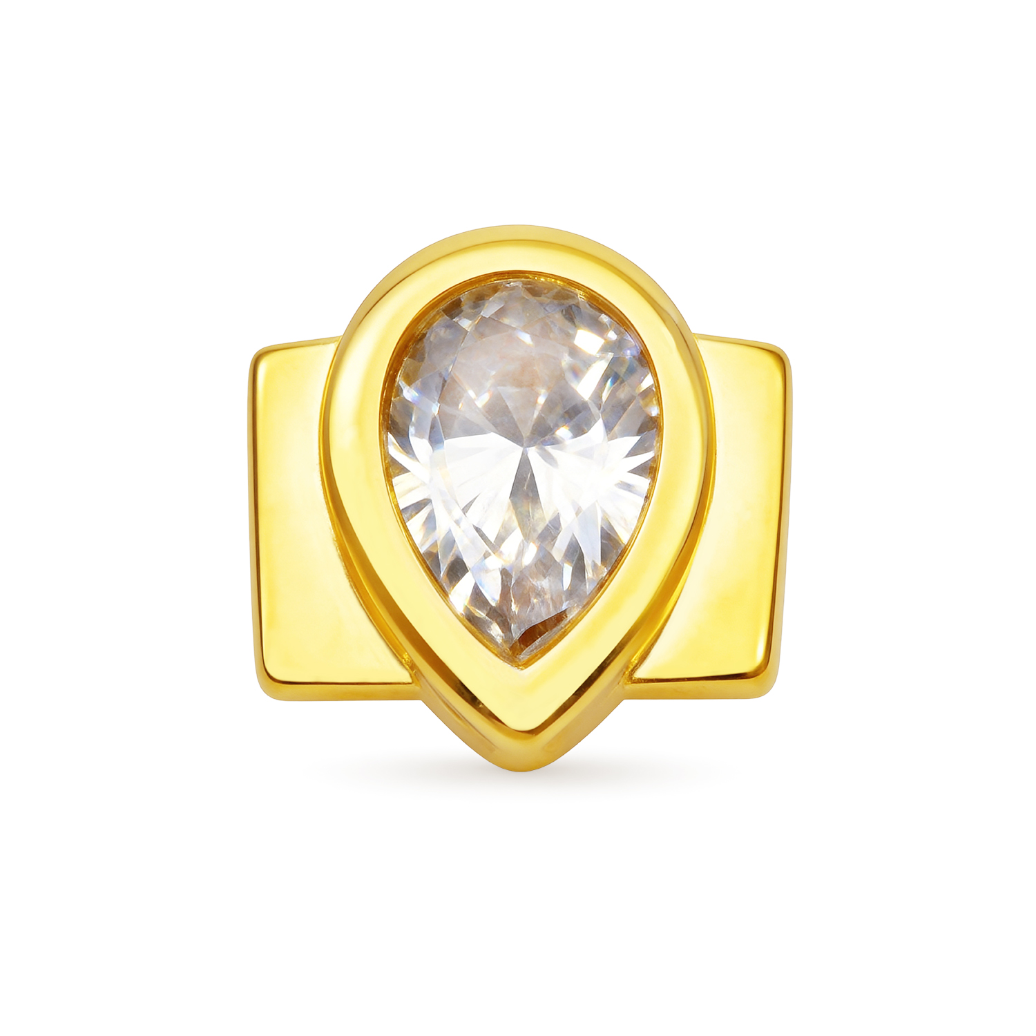 Large Teardrop Diamond Charm - Gold - soufeelau