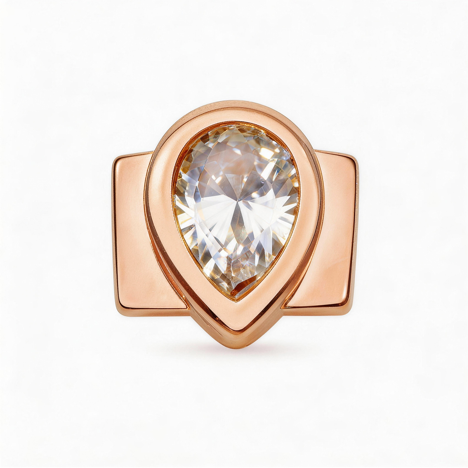 Large Teardrop Diamond Charm - Rose Gold - soufeelau