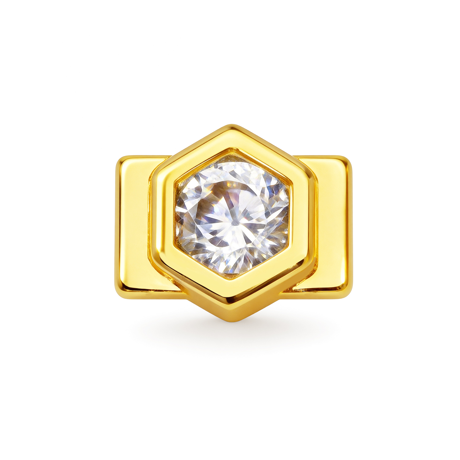 Large Pentagon Diamond Charm - Gold - soufeelau