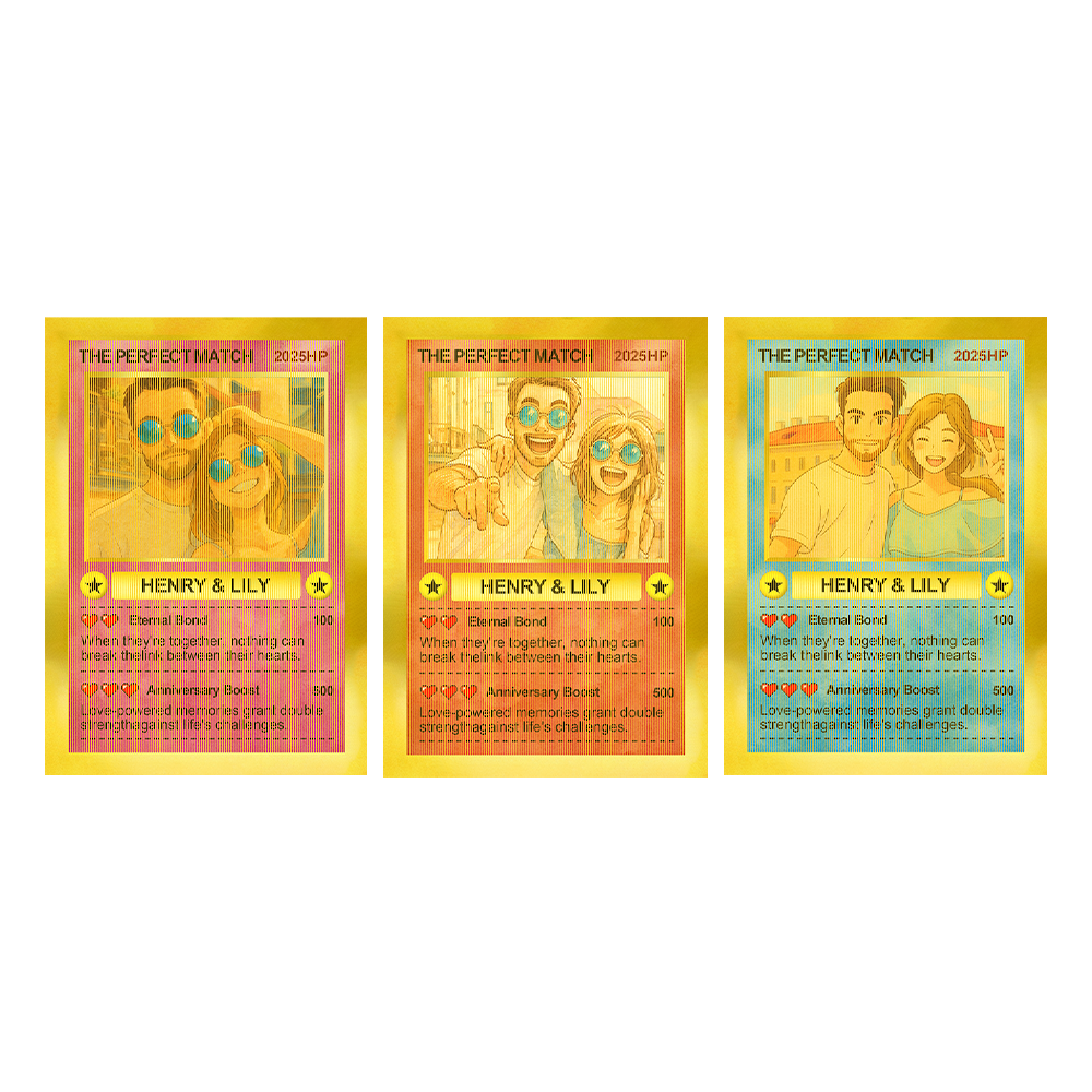 Custom Lenticular Anime Poke Card 3 Photo Upload Cartoon Style Best Gift For Him Wallet Card - soufeelau