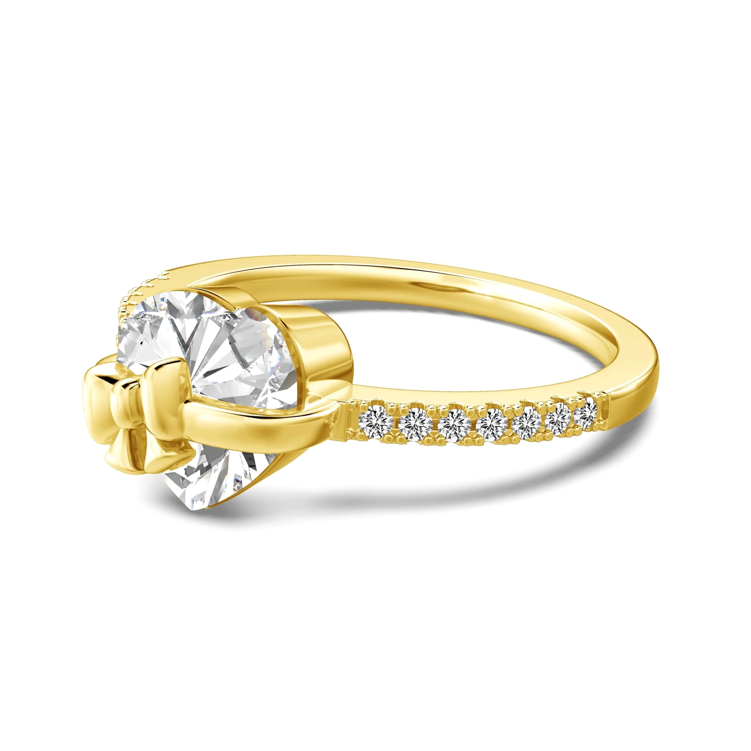 Heart Bow Ring Sterling Silver Ring Zircon Ring Gift For Her - soufeelau